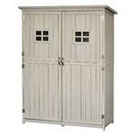 Outsunny Casetta da Giardino Legno con Porta Doppia, Mensole e Finestre, 127.5x50x164cm