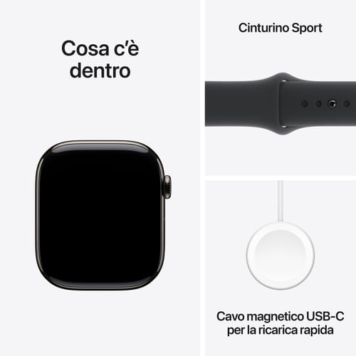 Apple-Watch-Series-10-Serie-10-GPS---Cellular-46mm-Cassa-in-Titanio-color-Ardesia-con-Nero-Sport-Band---S-M