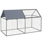 PawHut Gabbia per Animali in Acciaio con Tetto in Tessuto Oxford e Picchetti, 198x100x120 cm, Verde e Argento
