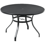 Outsunny Tavolo da Giardino Rotondo per 4 Persone con Foro per Ombrellone e Doghe in Metallo, Ø115x72cm