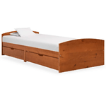 VidaXL Giroletto con 2 Cassetti Marrone Miele Legno di Pino 90x200 cm