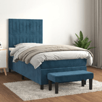 VidaXL Giroletto a Molle con Materasso Blu Scuro 80x200 cm in Velluto