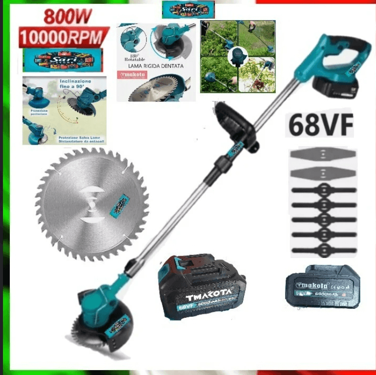 Decespugliatore A Batteria Elettrico Tagliabordi Tagliaerba - 2 Batterie 68vf 1.png