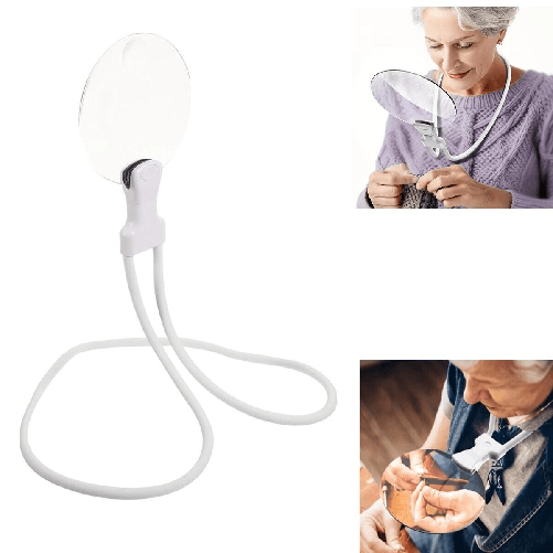 LENTE-DI-INGRANDIMENTO-COLLO-MANI-LIBERE-FLESSIBILE-5X-REGOLABILE-RICAMO-BIANCA