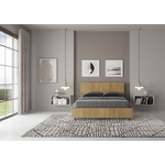 Letto matrimoniale francese senza rete 140x200 testata inclinata quercia Demas