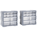 vidaXL Mobili Contenitori con 12 Cassetti 2 pz 26,5x16x26 cm