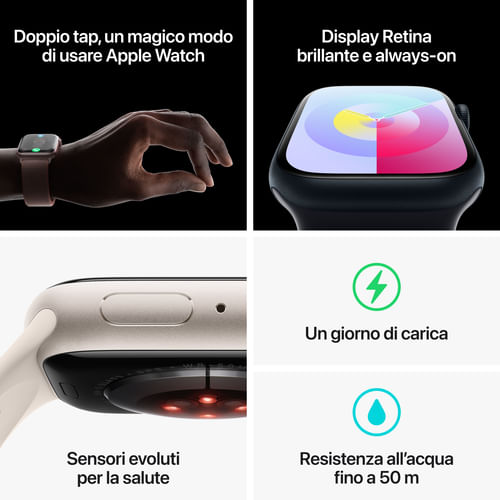 Apple-Watch-Series-9-GPS-Cassa-41mm-in-Alluminio-Mezzanotte-con-Cinturino-Sport-Mezzanotte---S-M