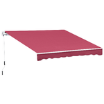 Outsunny Tenda da Sole per Esterno Avvolgibile a Manovella in Metallo e Alluminio, 4x2.5m, Rosso Scuro