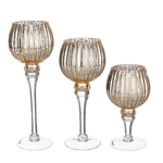 Set di 3 portacandele 1 pezzo Sheila calice oro